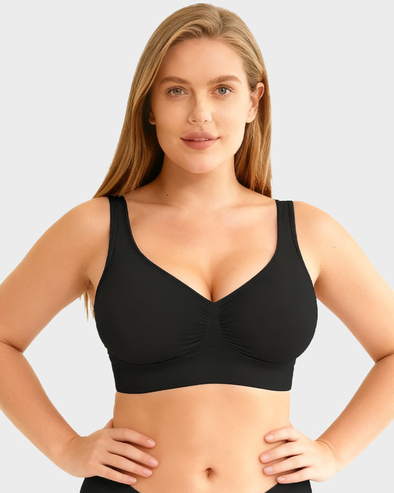 Wide Shoulder Strap Wireless T-Shirt Bra