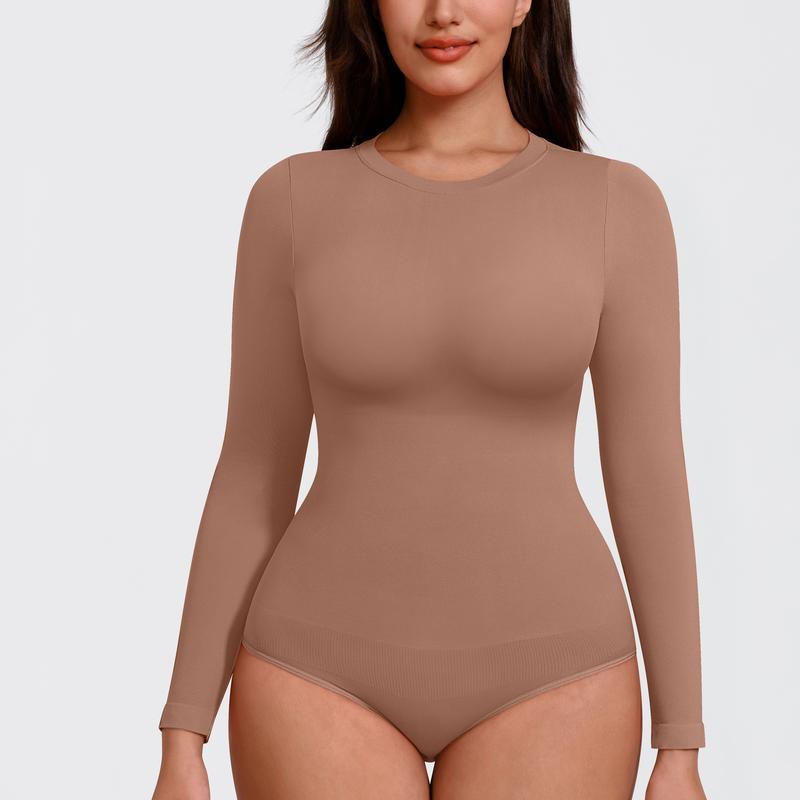 Seamless long-sleeve bodysuit for outerwear