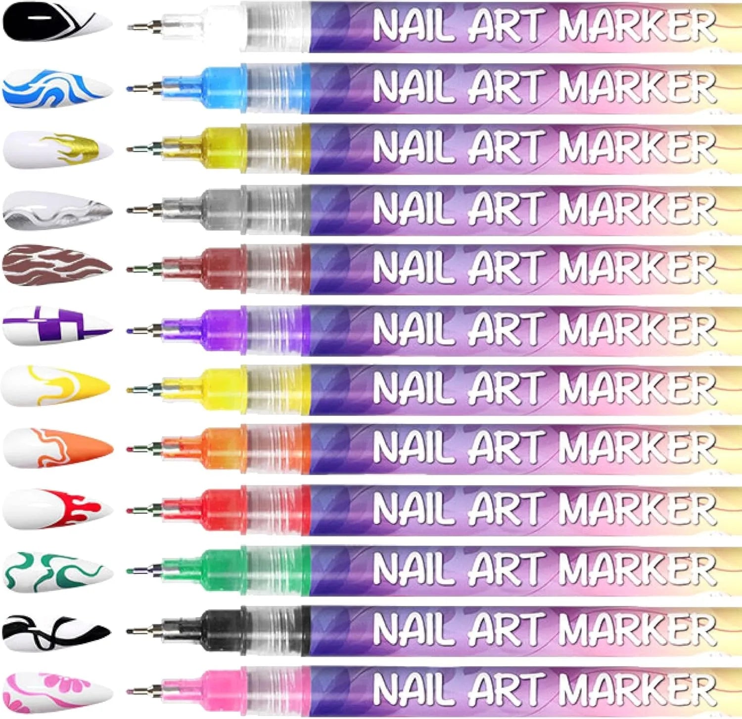🔥🎨12 Colors Nail Art Pens Set