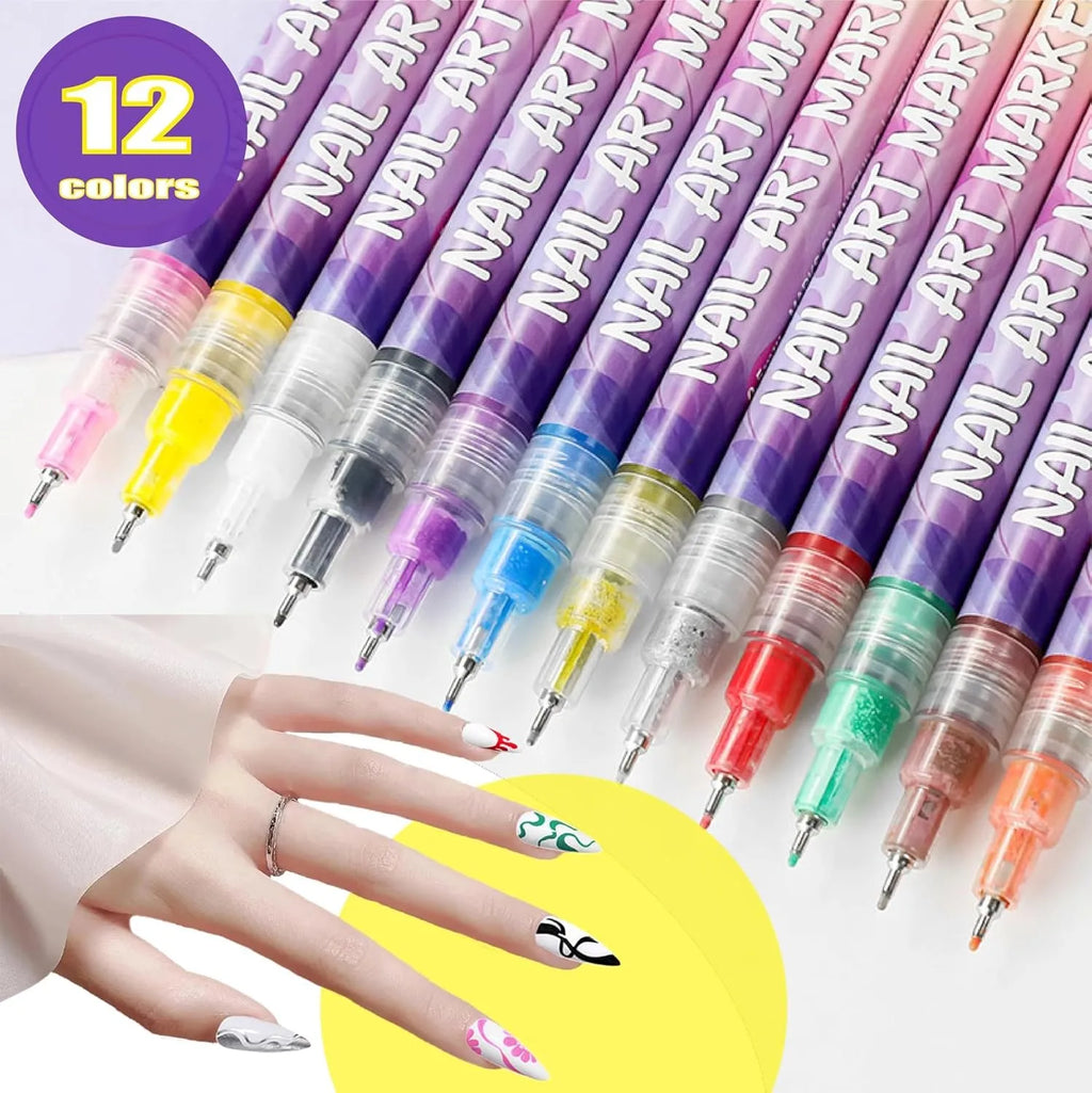 🔥🎨12 Colors Nail Art Pens Set